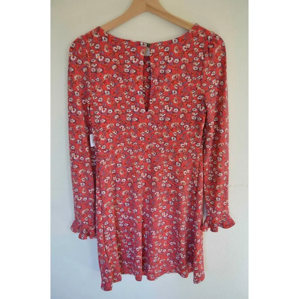 Free People Say Hello Red Floral Mini Dress NEW - Picture 6 of 6